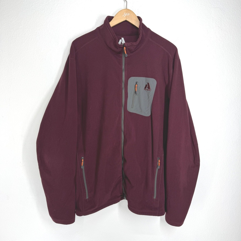 Eddie Bauer First Ascent Fleece Jacket Mens XL Tall Burgundy Full Zip Maroon